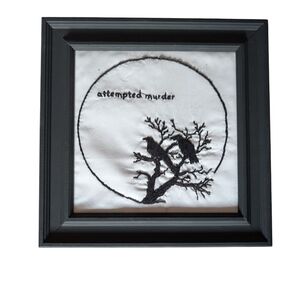 Black Framed Embroidered Art - Attempted Murder